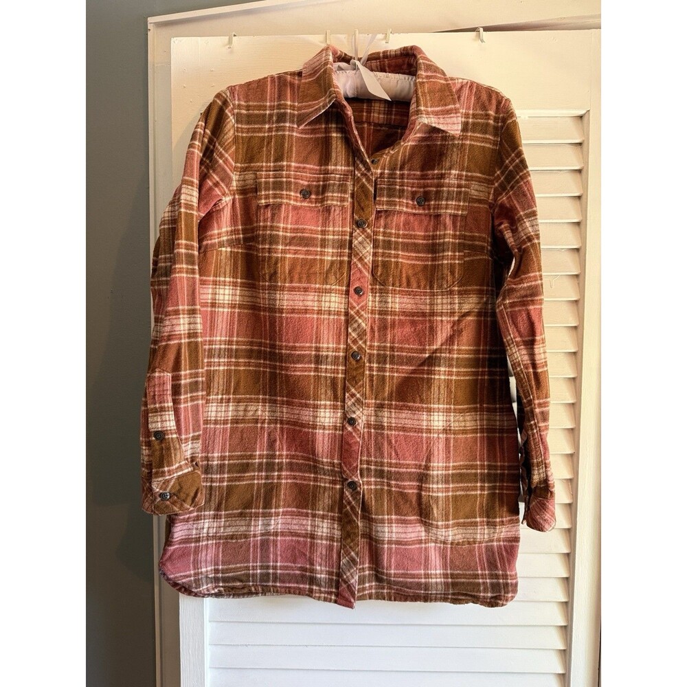 L.L. Bean Signature Women’s S Plaid Flannel Shirt Shacket Outdoors Utility Fall